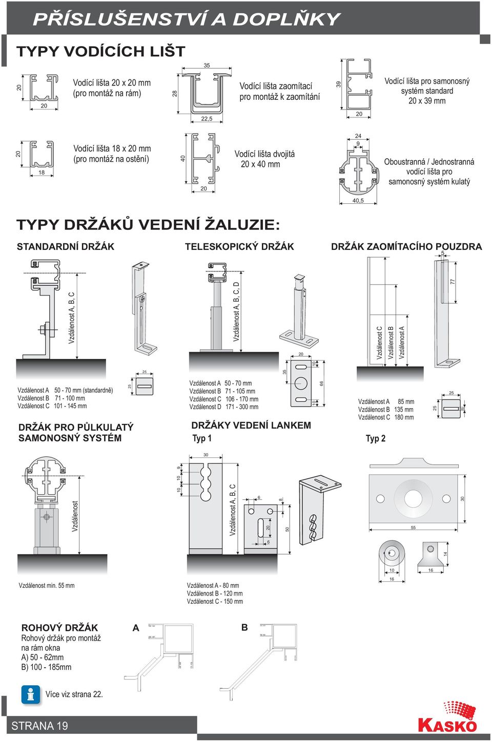 ZAOMÍTACÍHO POUZDRA Vzdálenost A, B, C Vzdálenost A, B, C, D 0 Vzdálenost C Vzdálenost B Vzdálenost A 77 Vzdálenost A 0-70 mm (standardnì) Vzdálenost B 71-0 mm Vzdálenost C 1-1 mm DRŽÁK PRO PÙLKULATÝ