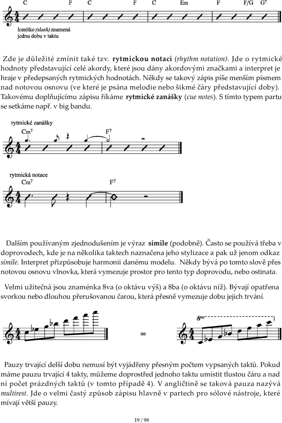 vbigbandu. Dalšímpoužívanýmzjednodušenímjevýraz simile(podobně).častosepoužívátřebav doprovodech,kdejenaněkolikataktechnaznačenajehostylizaceapakužjenomodkaz simile.