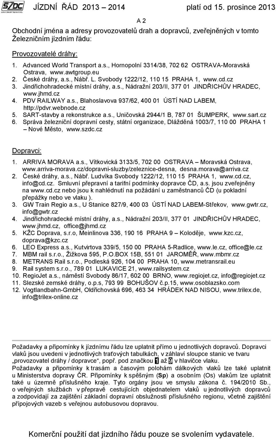 s., Blahoslavova 937/62, 400 01 ÚSTÍ NAD LABEM, http://pdvr.webnode.cz 5. SART-stavby a rekonstrukce a.s., Uničovská 2944/1 B, 787 01 ŠUMPERK, www.sart.cz 6.