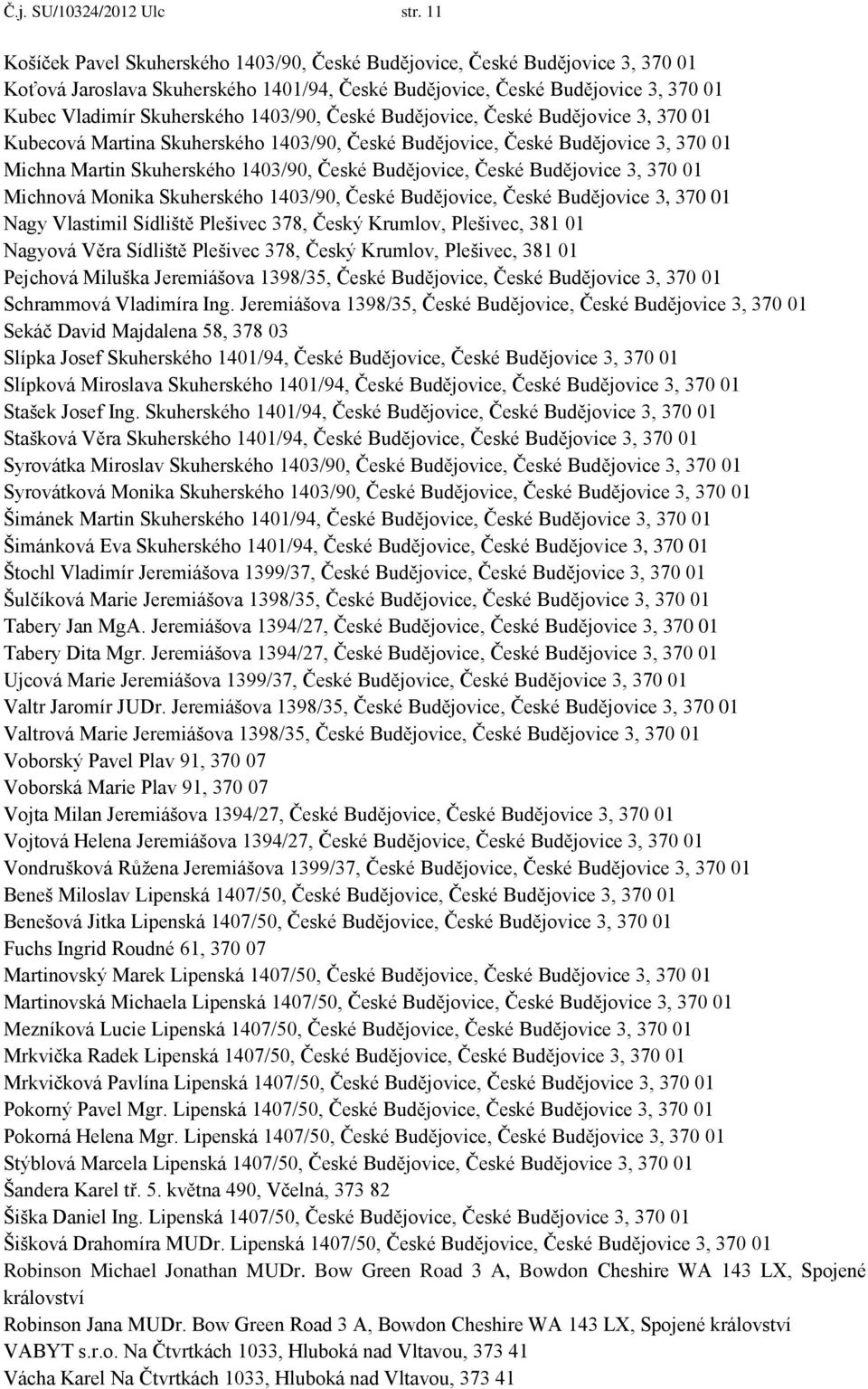 1403/90, České Budějovice, České Budějovice 3, 370 01 Kubecová Martina Skuherského 1403/90, České Budějovice, České Budějovice 3, 370 01 Michna Martin Skuherského 1403/90, České Budějovice, České