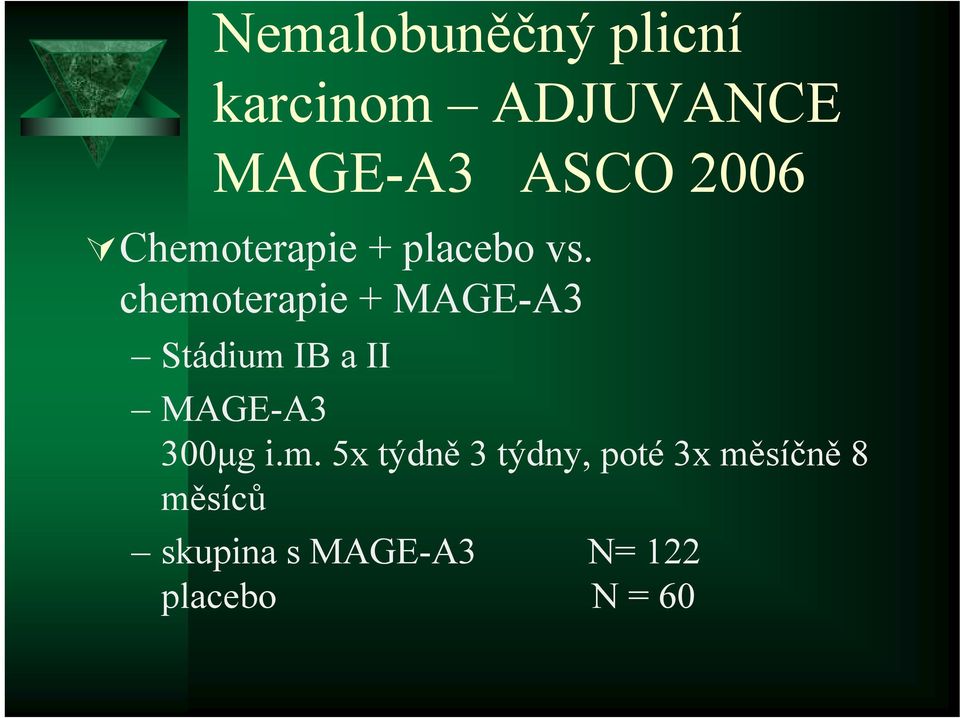 chemoterapie + MAGE-A3 Stádium IB a II MAGE-A3 300µg