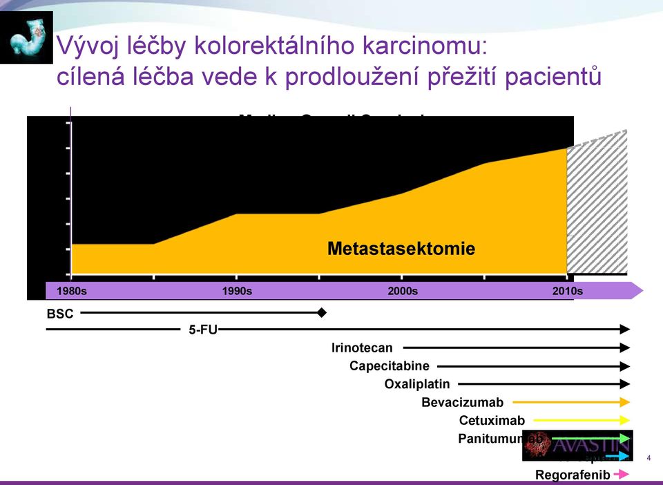 1980s 1990s 2000s 2010s BSC 5-FU Metastasektomie Irinotecan