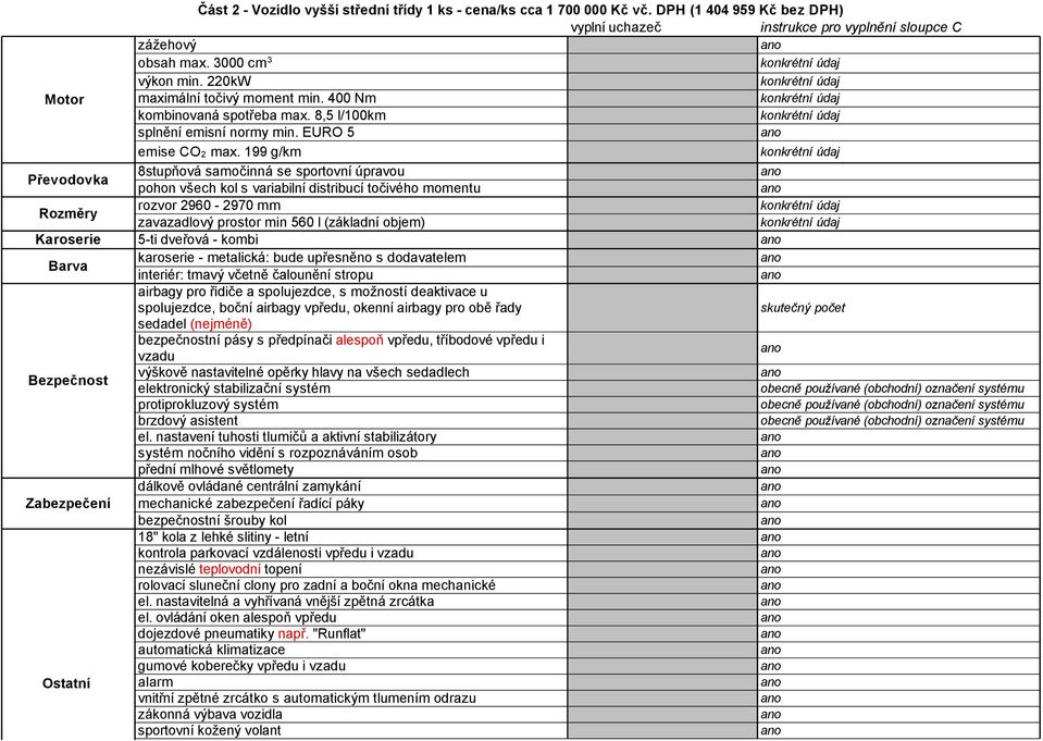 199 g/km Převodovka 8stupňová samočinná se sportovní úpravou pohon všech kol s variabilní distribucí točivého momentu Rozměry rozvor 2960-2970 mm zavazadlový prostor min 560 l (základní objem)