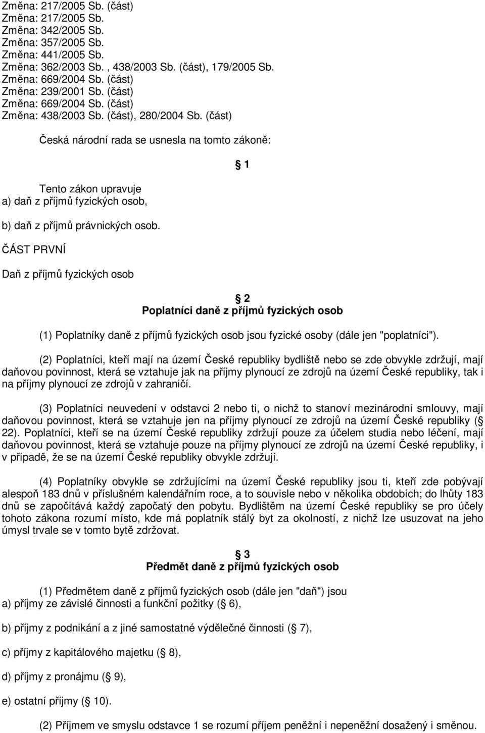 (ást) eská národní rada se usnesla na tomto zákon: Tento zákon upravuje a) da z píjm fyzických osob, b) da z píjm právnických osob.