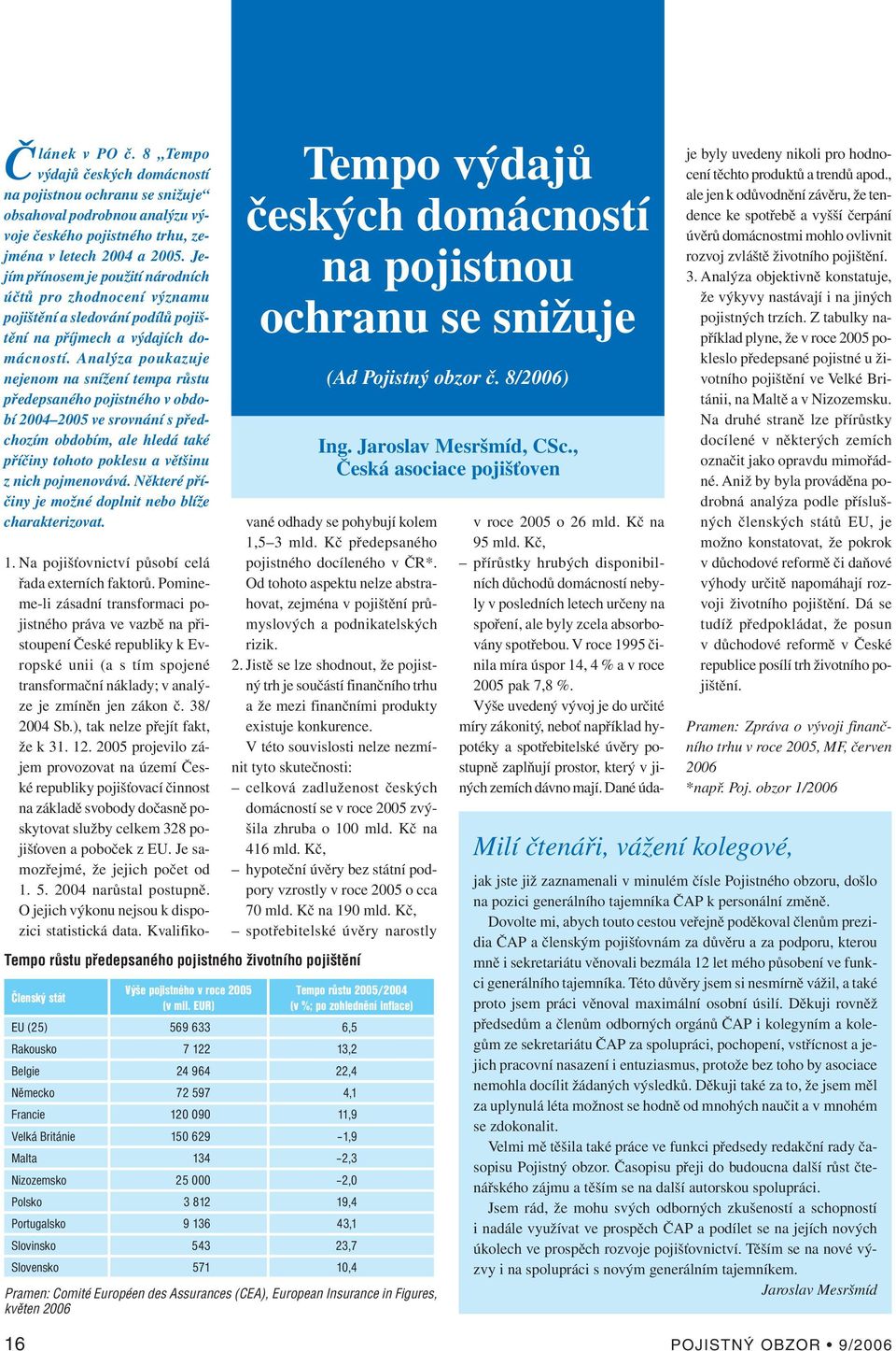 Analýza poukazuje nejenom na snížení tempa růstu předepsaného pojistného v období 2004 2005 ve srovnání s předchozím obdobím, ale hledá také příčiny tohoto poklesu a většinu z nich pojmenovává.