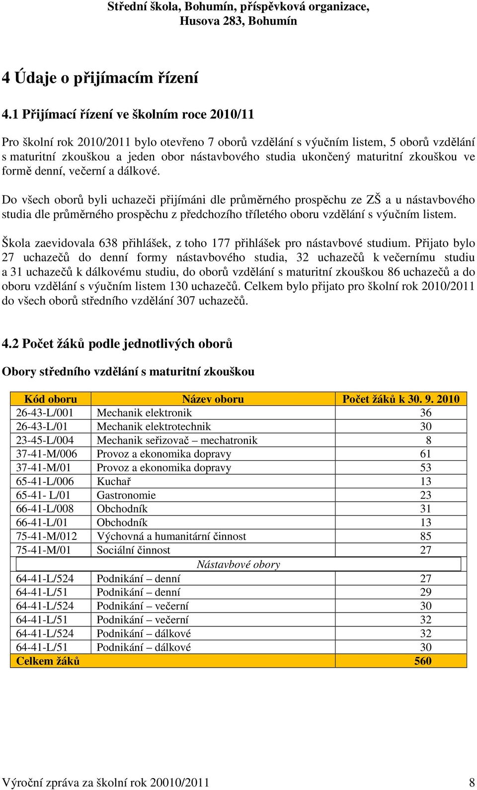 maturitní zkouškou ve formě denní, večerní a dálkové.