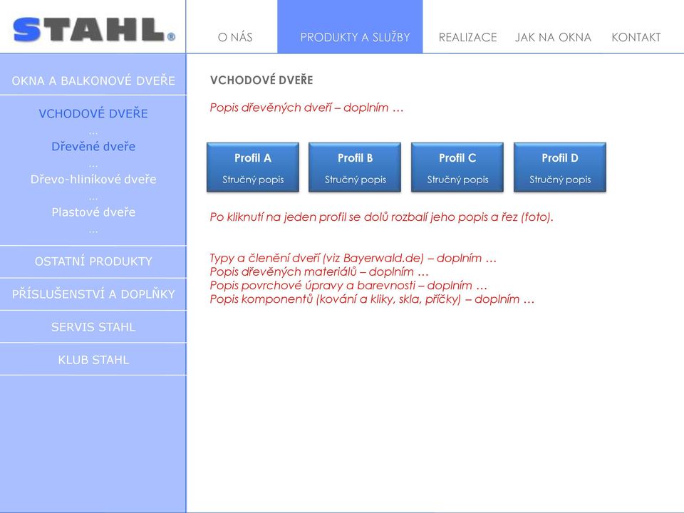 profil se dolů rozbalí jeho popis a řez (foto). Typy a členění dveří (viz Bayerwald.