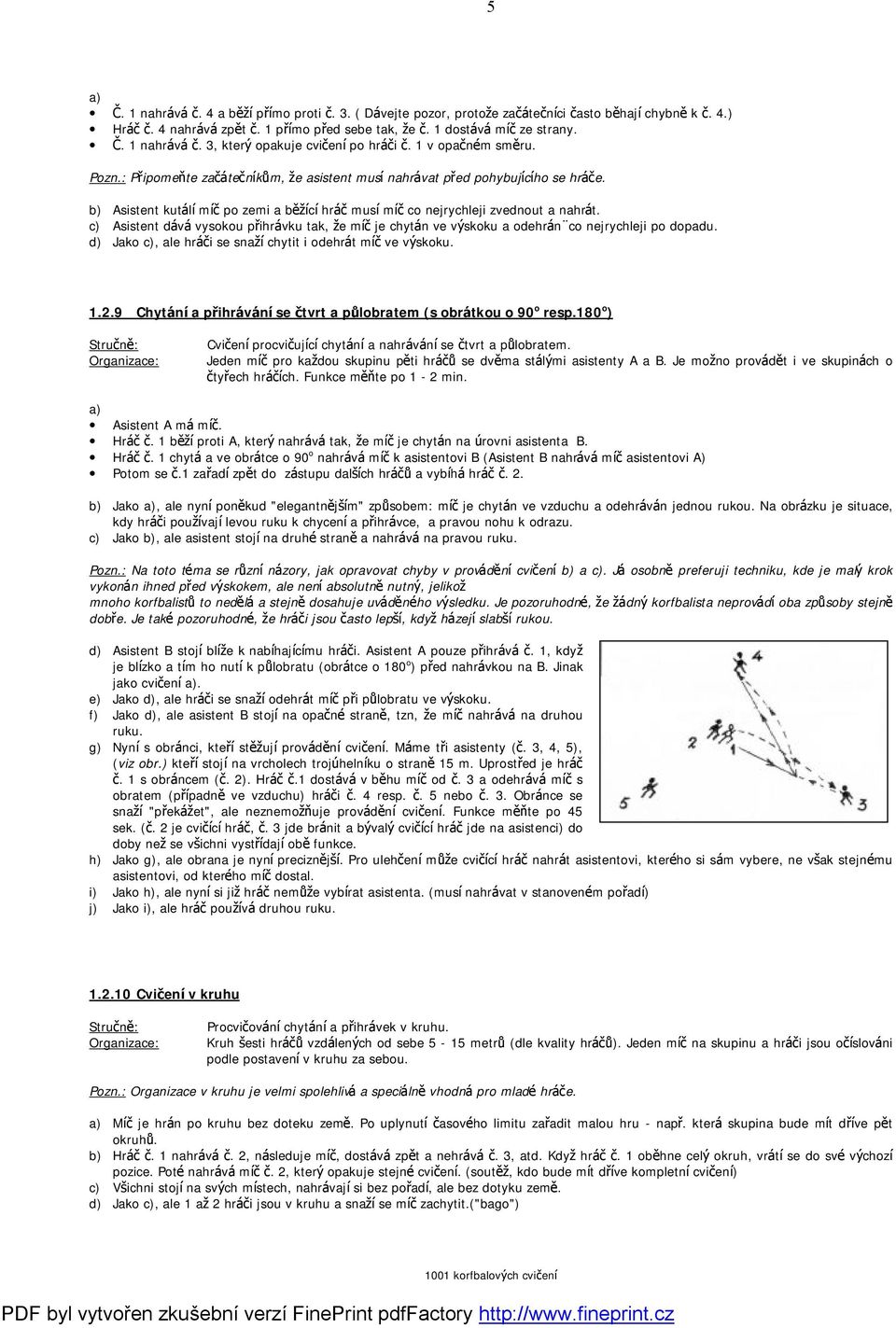 c) Asistent da va vysokou prihra vku tak, ze mıc je chyta n ve vy skoku a odehra nďco nejrychleji po dopadu. d) Jako c), ale hraci se snazıchytit i odehra t mıc ve vy skoku. 1.2.