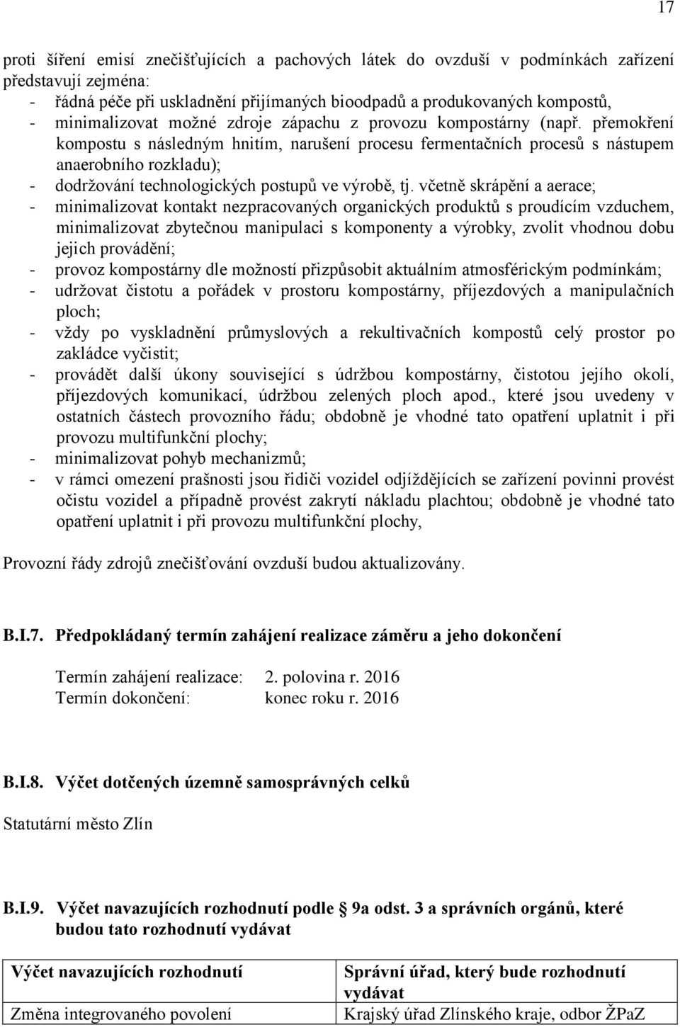 přemokření kompostu s následným hnitím, narušení procesu fermentačních procesů s nástupem anaerobního rozkladu); - dodržování technologických postupů ve výrobě, tj.