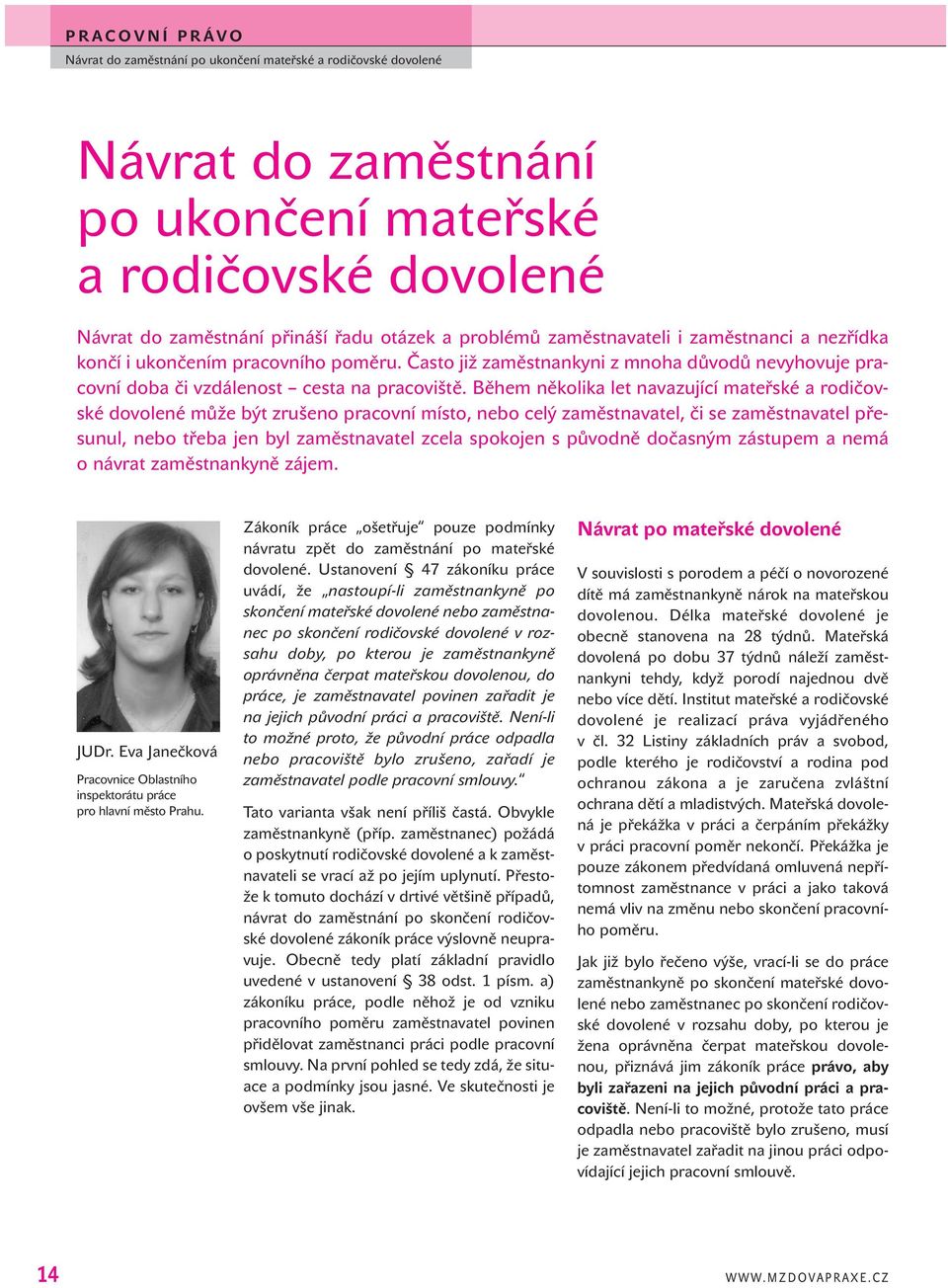 Během několika let navazující mateřské a rodičovské dovolené může být zrušeno pracovní místo, nebo celý zaměstnavatel, či se zaměstnavatel přesunul, nebo třeba jen byl zaměstnavatel zcela spokojen s