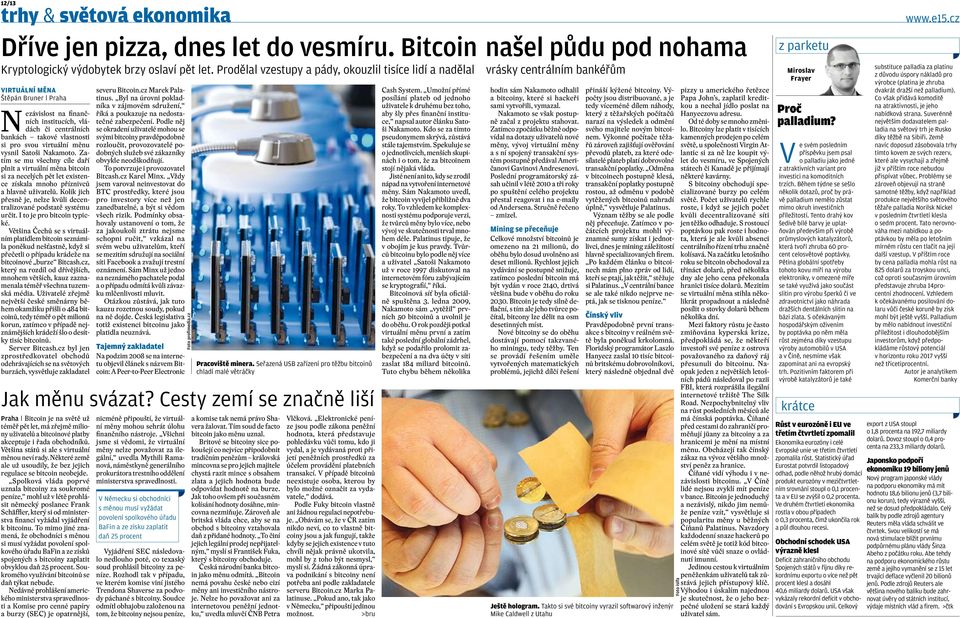 vlastnosti si pro svou virtuální měnu vysnil Satoši Nakamoto. Zatím se mu všechny cíle daří plnit a virtuální měna bitcoin si za necelých pět let existence získala mnoho příznivců a hlavně uživatelů.