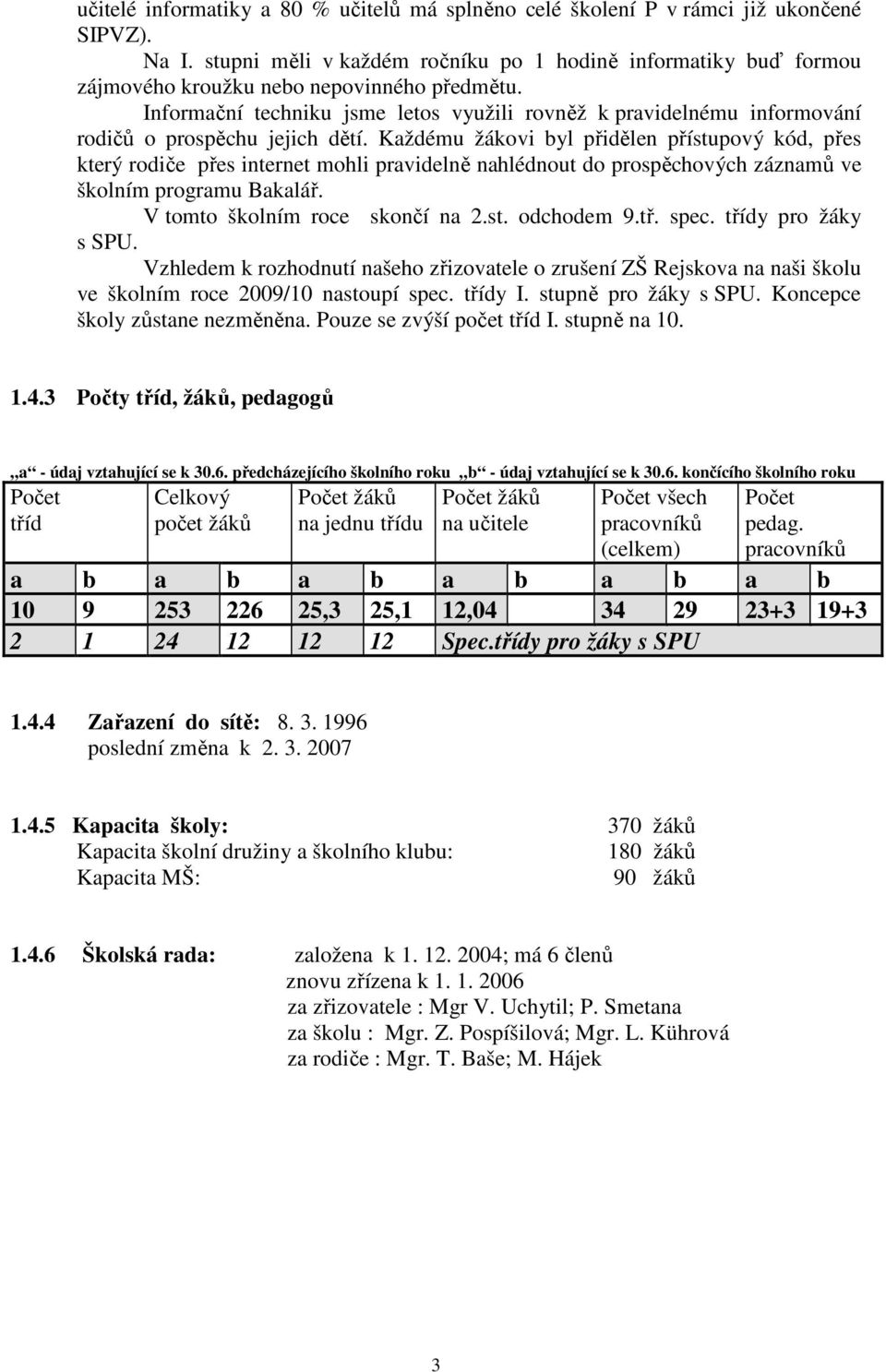 Informační techniku jsme letos využili rovněž k pravidelnému informování rodičů o prospěchu jejich dětí.