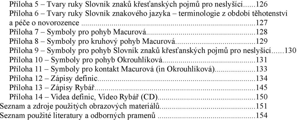 ..128 Příloha 8 Symboly pro kruhový pohyb Macurová...129 Příloha 9 Symboly pro pohyb Slovník znaků křesťanských pojmů pro neslyšící.