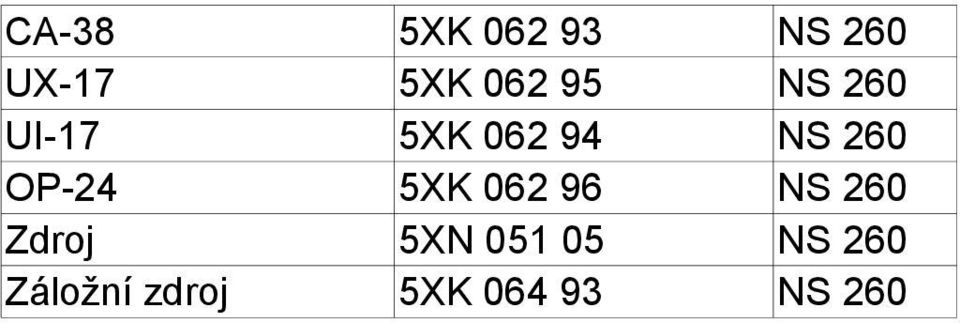 OP-24 5XK 062 96 NS 260 Zdroj 5XN 051