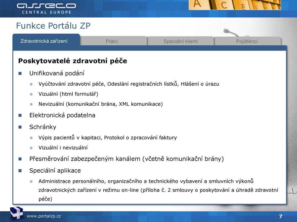 kapitaci, Protokol o zpracování faktury Vizuální i nevizuální Přesměrování zabezpečeným kanálem (včetně komunikační brány) Speciální aplikace Administrace