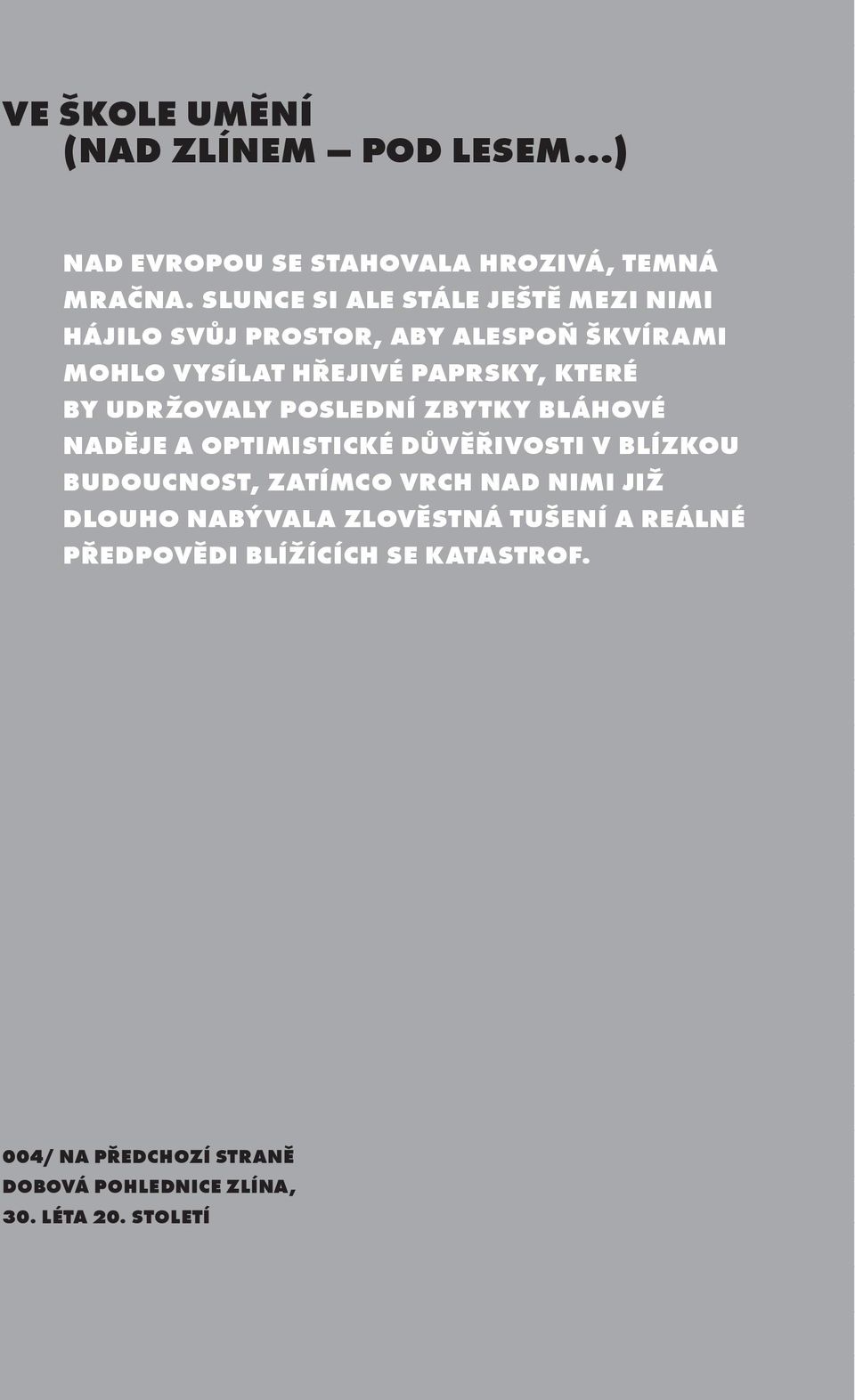 UDRŽOVALY POSLEDNÍ ZBYTKY BLÁHOVÉ NADÌJE A OPTIMISTICKÉ DÙVÌØIVOSTI V BLÍZKOU BUDOUCNOST, ZATÍMCO VRCH NAD NIMI JIŽ