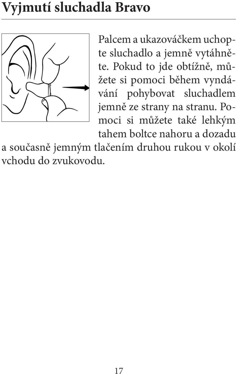 Pokud to jde obtížně, můžete si pomoci během vyndávání pohybovat sluchadlem