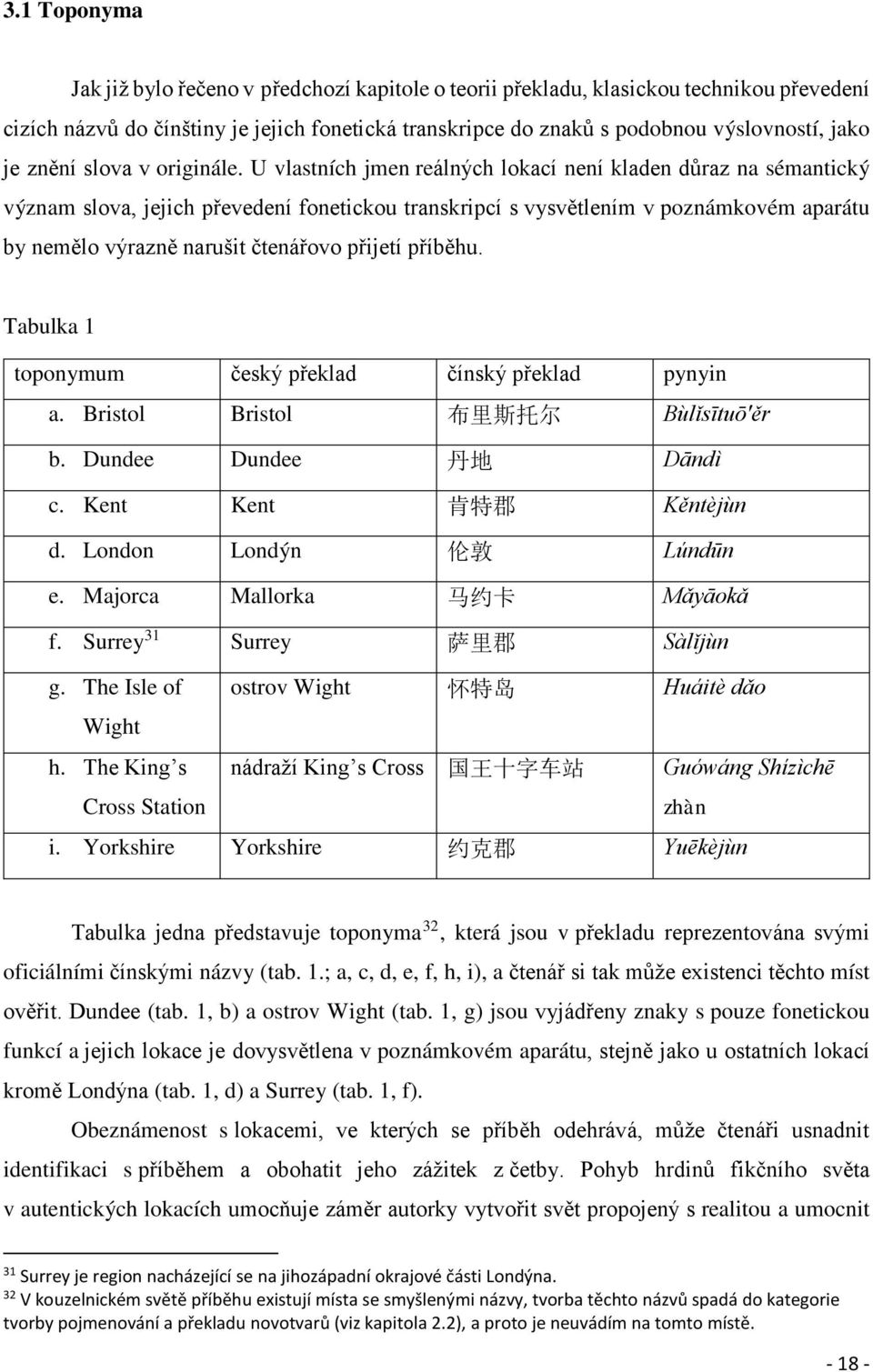 U vlastních jmen reálných lokací není kladen důraz na sémantický význam slova, jejich převedení fonetickou transkripcí s vysvětlením v poznámkovém aparátu by nemělo výrazně narušit čtenářovo přijetí