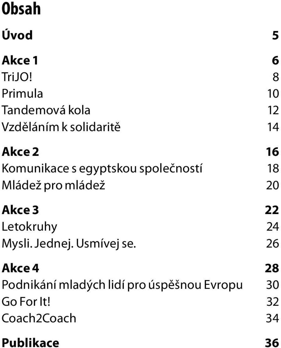 Komunikace s egyptskou společností 18 Mládež pro mládež 20 Akce 3 22