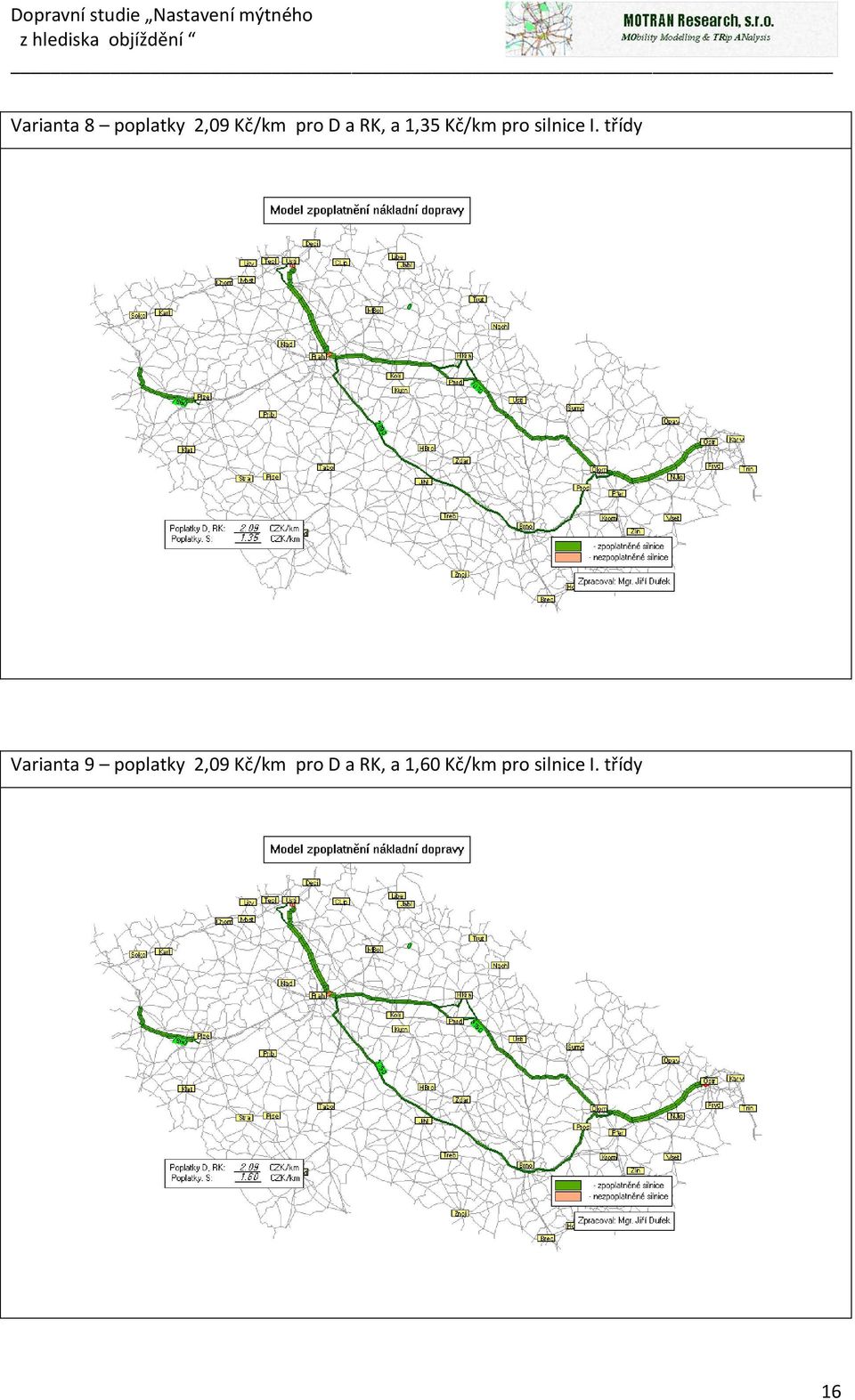 třídy Varianta 9 poplatky 2,09 Kč/km