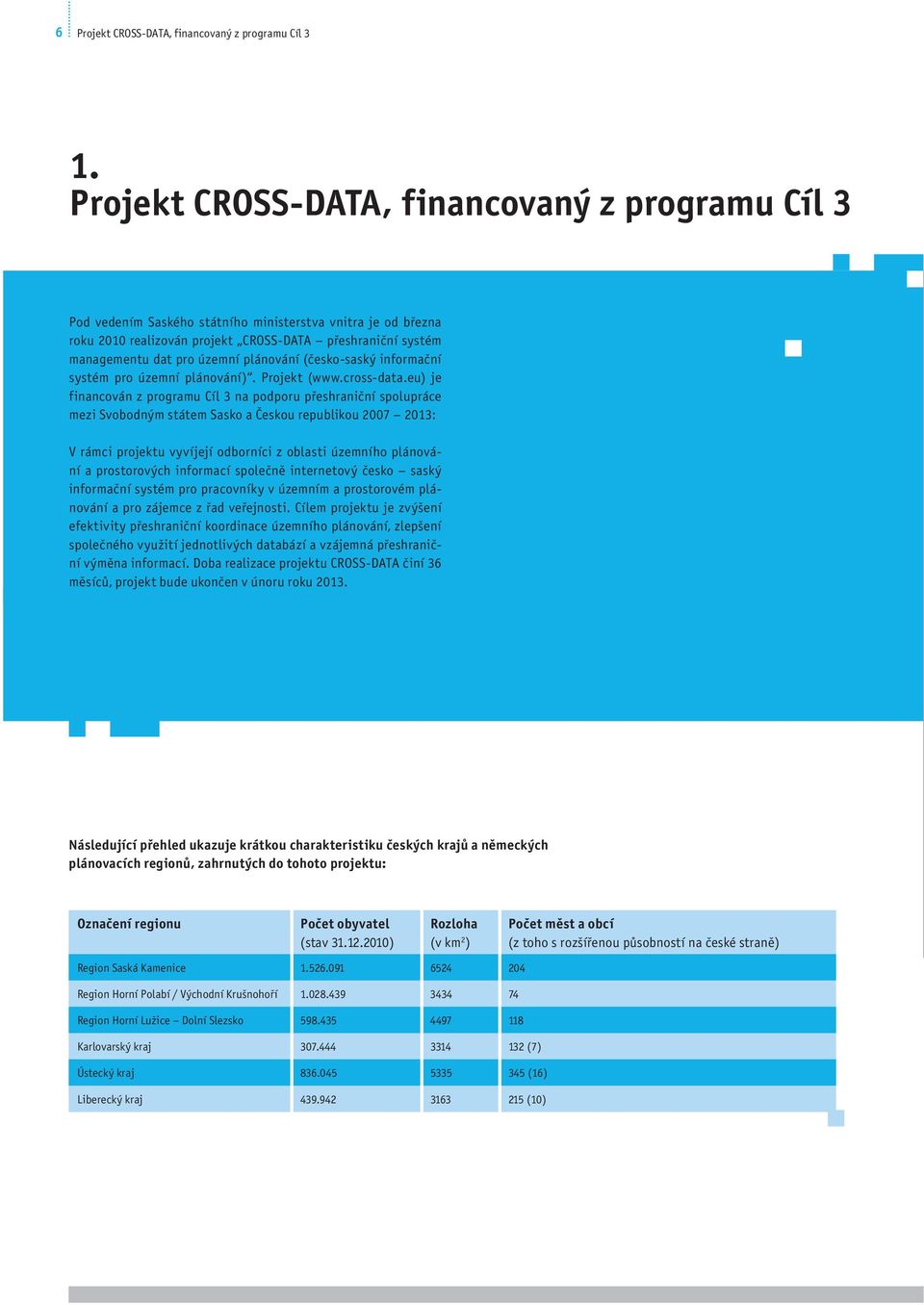 plánování (česko-saský informační systém pro územní plánování). Projekt (www.cross-data.