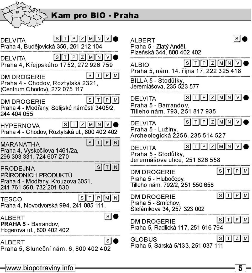 ,800402402 MARANATHA Praha4,Vyskočilova1461/2a, 296303331,724607270 PRODEJNA PŘÍRODNÍCHPRODUKTŮ Praha4-Modřay,Krouzova3051, 241761560,732201830 Praha4,Novodvorská994, 241 085 111, ALBERT PRAHA5