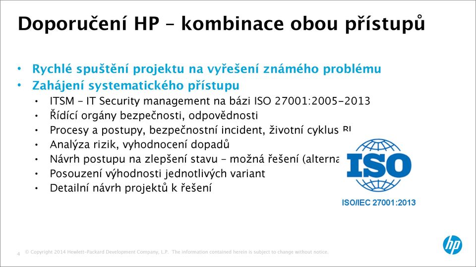 odpovědnosti Procesy a postupy, bezpečnostní incident, životní cyklus BI Analýza rizik, vyhodnocení dopadů Návrh