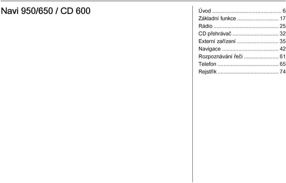 .. 25 CD přehrávač... 32 Externí zařízení.