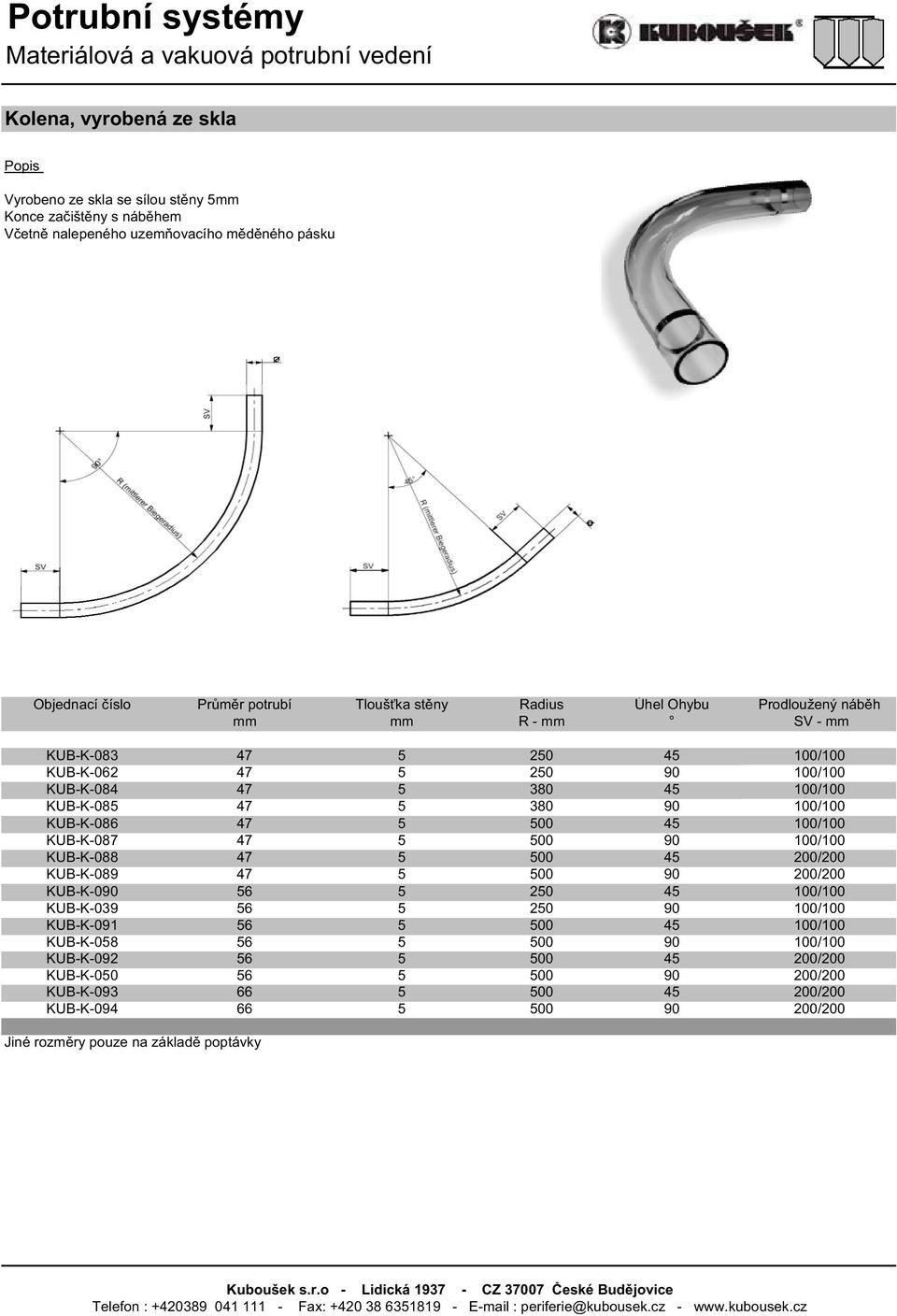 90 100/100 KUB-K-086 47 5 500 45 100/100 KUB-K-087 47 5 500 90 100/100 KUB-K-088 47 5 500 45 200/200 KUB-K-089 47 5 500 90 200/200 KUB-K-090 56 5 250 45 100/100 KUB-K-039 56 5 250 90