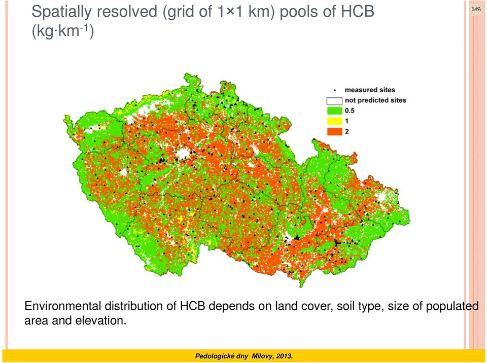 distribution of HCB depends on land