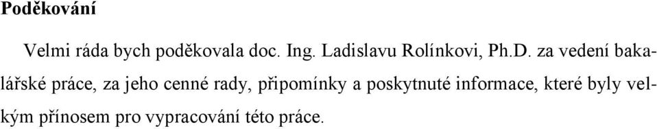 za vedení bakalářské práce, za jeho cenné rady,