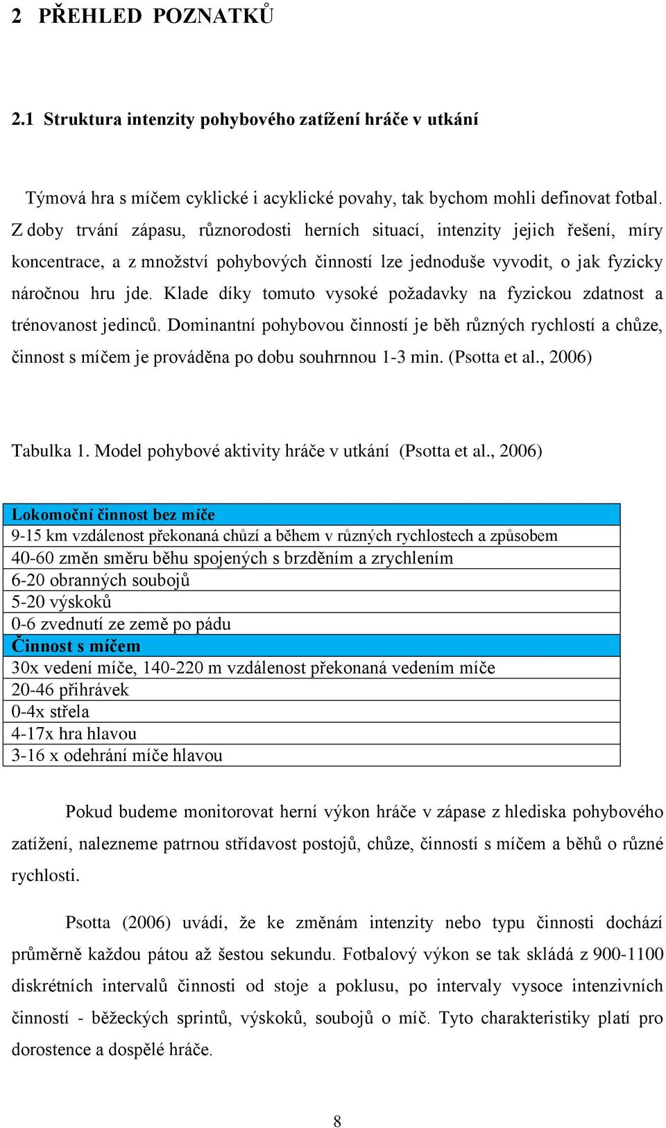 Klade díky tomuto vysoké požadavky na fyzickou zdatnost a trénovanost jedinců. Dominantní pohybovou činností je běh různých rychlostí a chůze, činnost s míčem je prováděna po dobu souhrnnou 1-3 min.