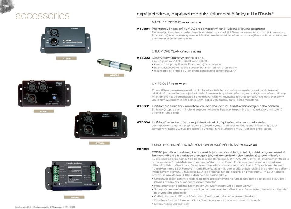 Masivní, smaltovaná kovová konstrukce zajišťuje dobrou ochranu proti elektrostatickým interferencím. AT8801 ÚTLUMOVÉ ČLÁNKY (PC 315-MC 410) AT8202 Nastavitelný útlumový článek in-line.