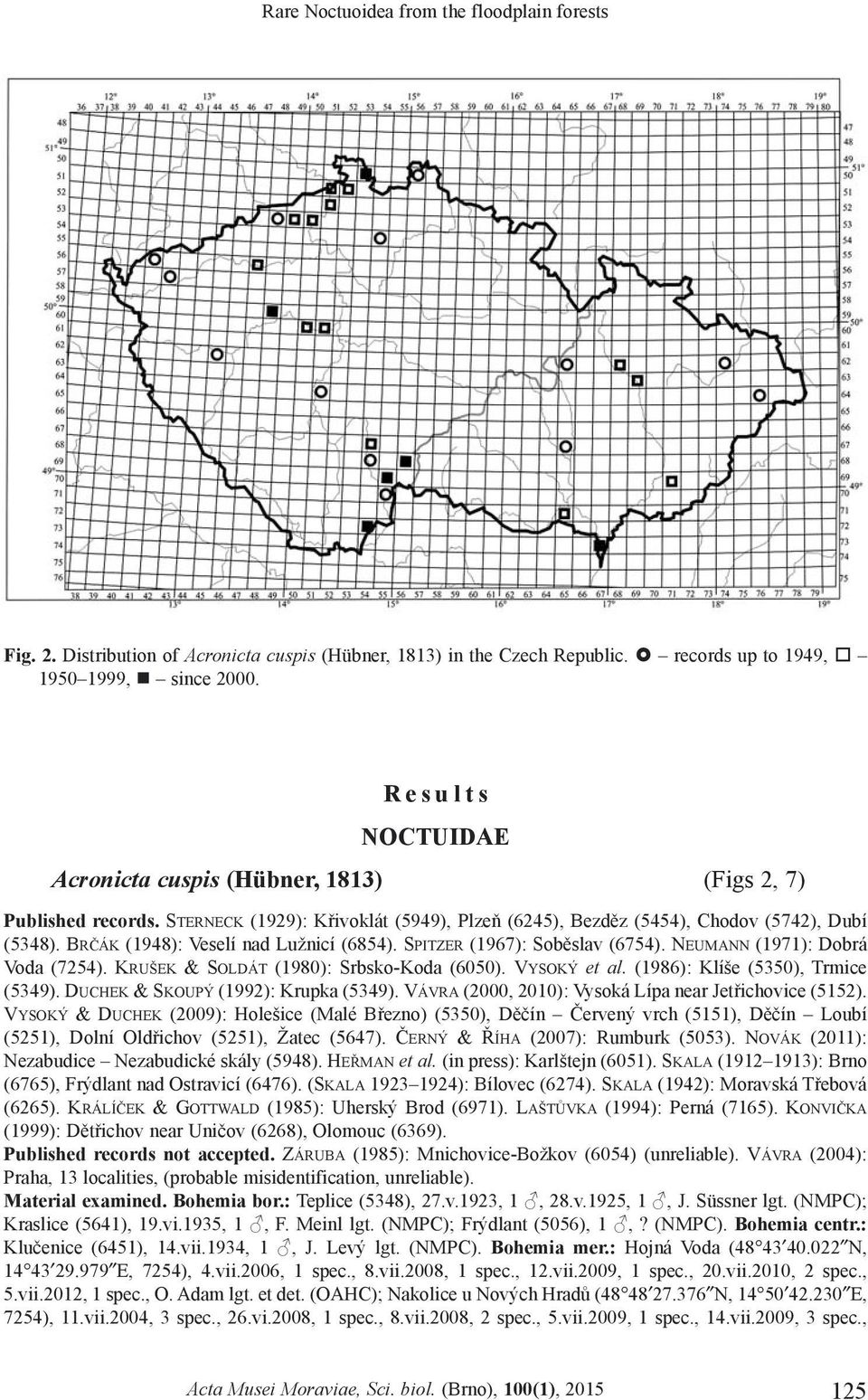 BRÈÁK (1948): Veselí nad Lužnicí (6854). SPITZER (1967): Sobìslav (6754). NEUMANN (1971): Dobrá Voda (7254). KRUŠEK & SOLDÁT (1980): Srbsko-Koda (6050). VYSOKÝ et al.