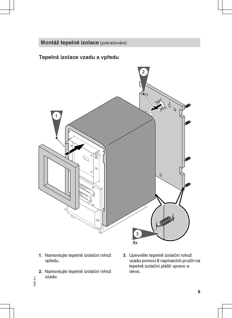 Namontujte tepelně izolační rohož vzadu. 3.