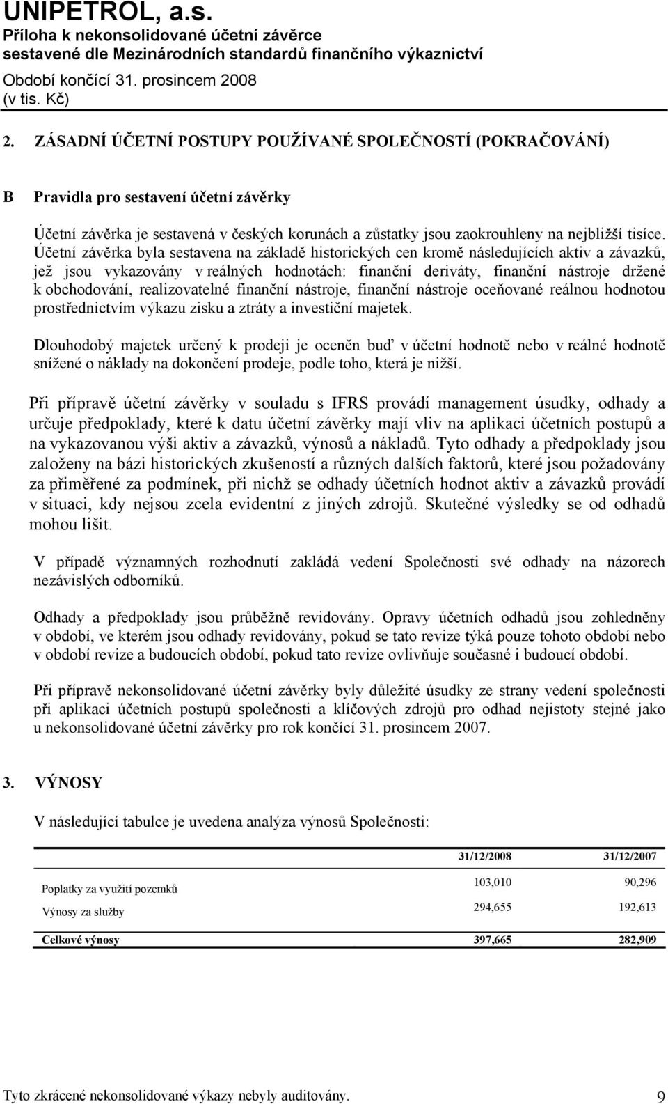 realizovatelné finanční nástroje, finanční nástroje oceňované reálnou hodnotou prostřednictvím výkazu zisku a ztráty a investiční majetek.