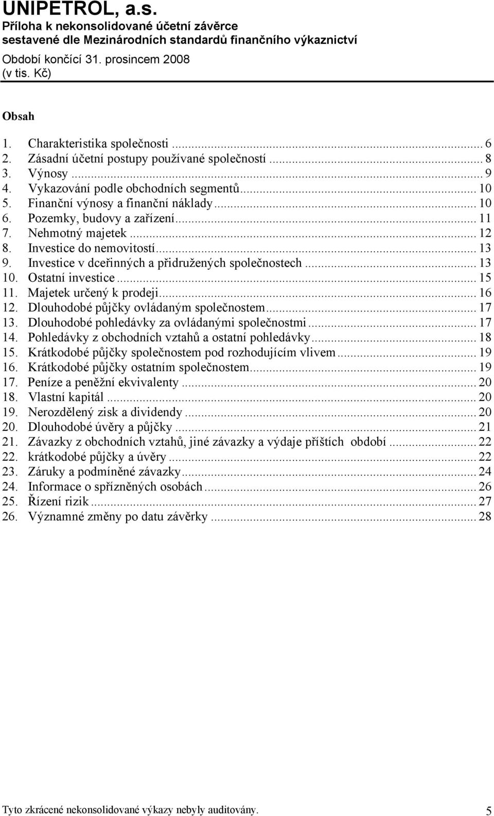 Majetek určený k prodeji... 16 12. Dlouhodobé půjčky ovládaným společnostem... 17 13. Dlouhodobé pohledávky za ovládanými společnostmi... 17 14. Pohledávky z obchodních vztahů a ostatní pohledávky.