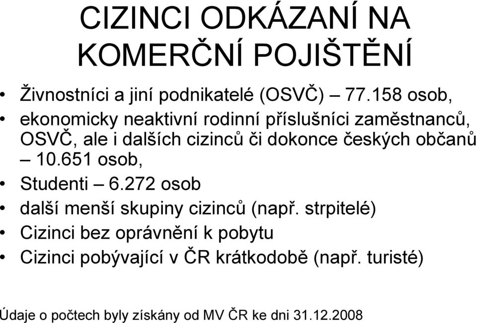 českých občanů 10.651 osob, Studenti 6.272 osob další menší skupiny cizinců (např.