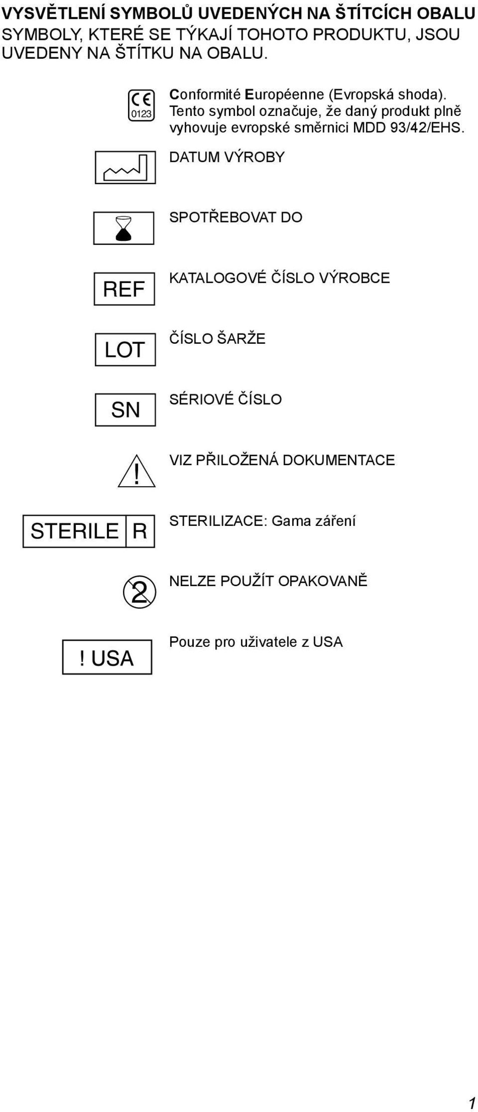 Tento symbol označuje, že daný produkt plně vyhovuje evropské směrnici MDD 93/42/EHS.