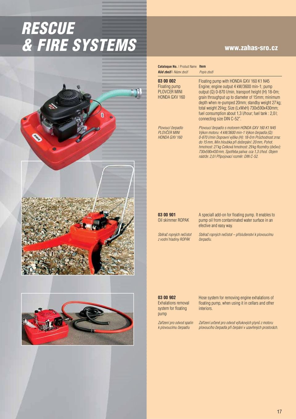 l/min, transport height (H) 18-0m; grain throughput up to diameter of 15mm; minimum depth when re-pumped 20mm; standby weight 27 kg; total weight 29 kg; Size (LxWxH) 730x590x430mm; fuel consumption