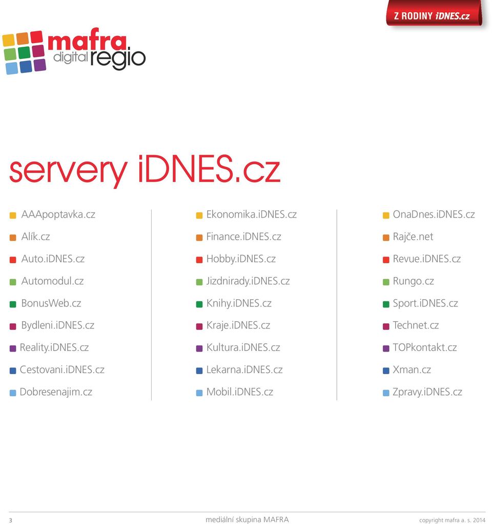 iDNES.cz ] Knihy.iDNES.cz ] Kraje.iDNES.cz ] Kultura.iDNES.cz ] Lekarna.iDNES.cz ] Mobil.iDNES.cz ] OnaDnes.iDNES.cz ] Rajče.