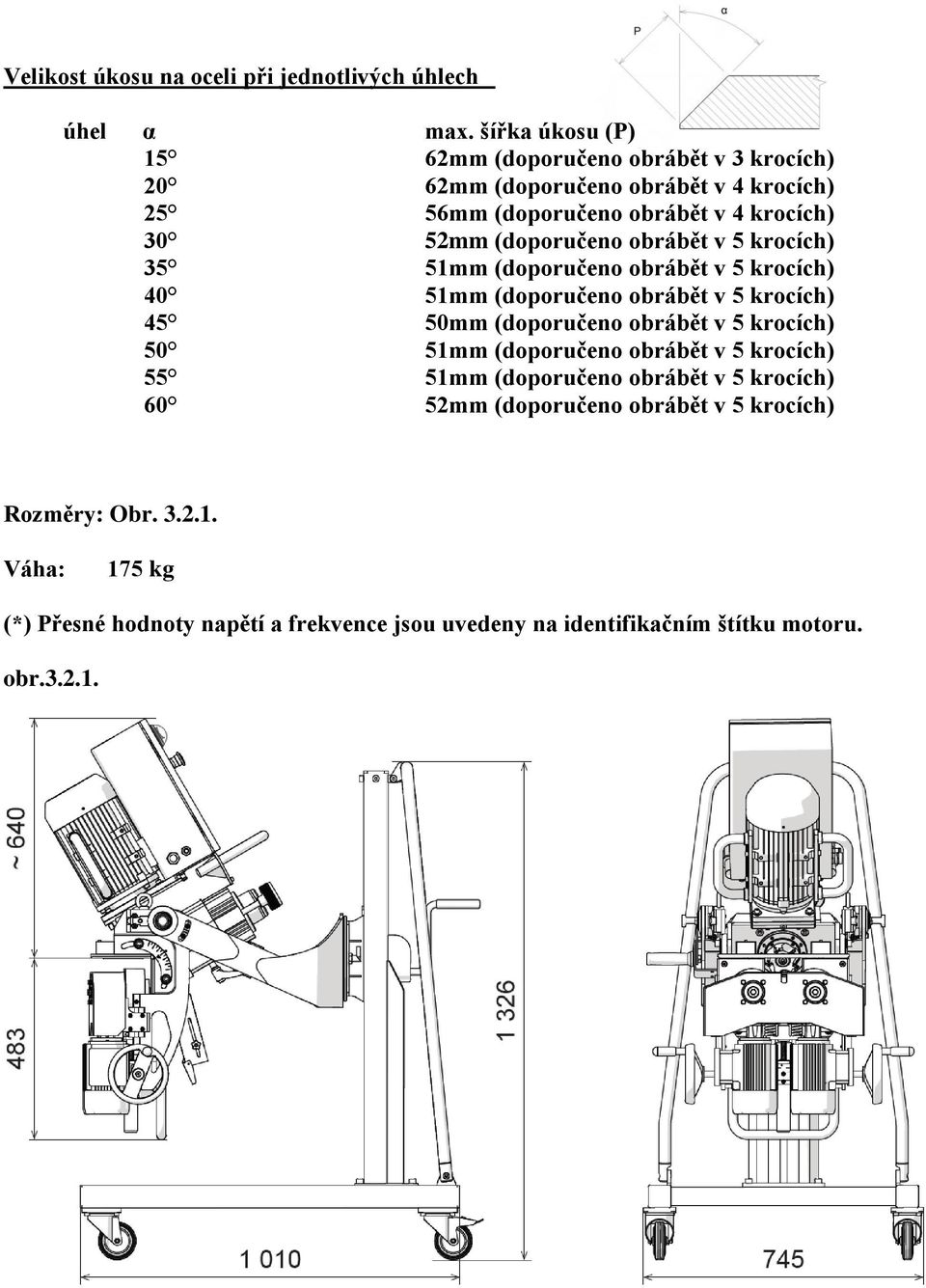 (doporučeno obrábět v 5 krocích) 35 51mm (doporučeno obrábět v 5 krocích) 40 51mm (doporučeno obrábět v 5 krocích) 45 50mm (doporučeno obrábět v 5