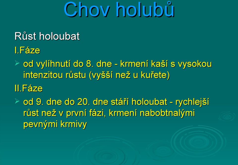 kuřete) II.Fáze od 9. dne do 20.