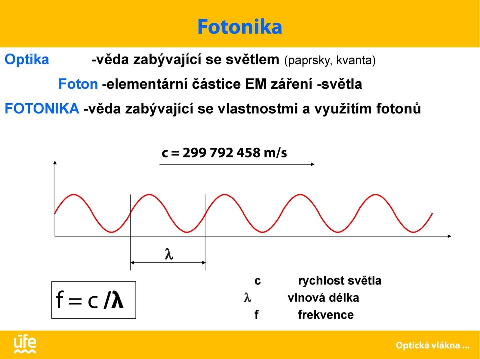 FOTONIKA -věda zabývající se vlastnostmi a využitím fotonů c