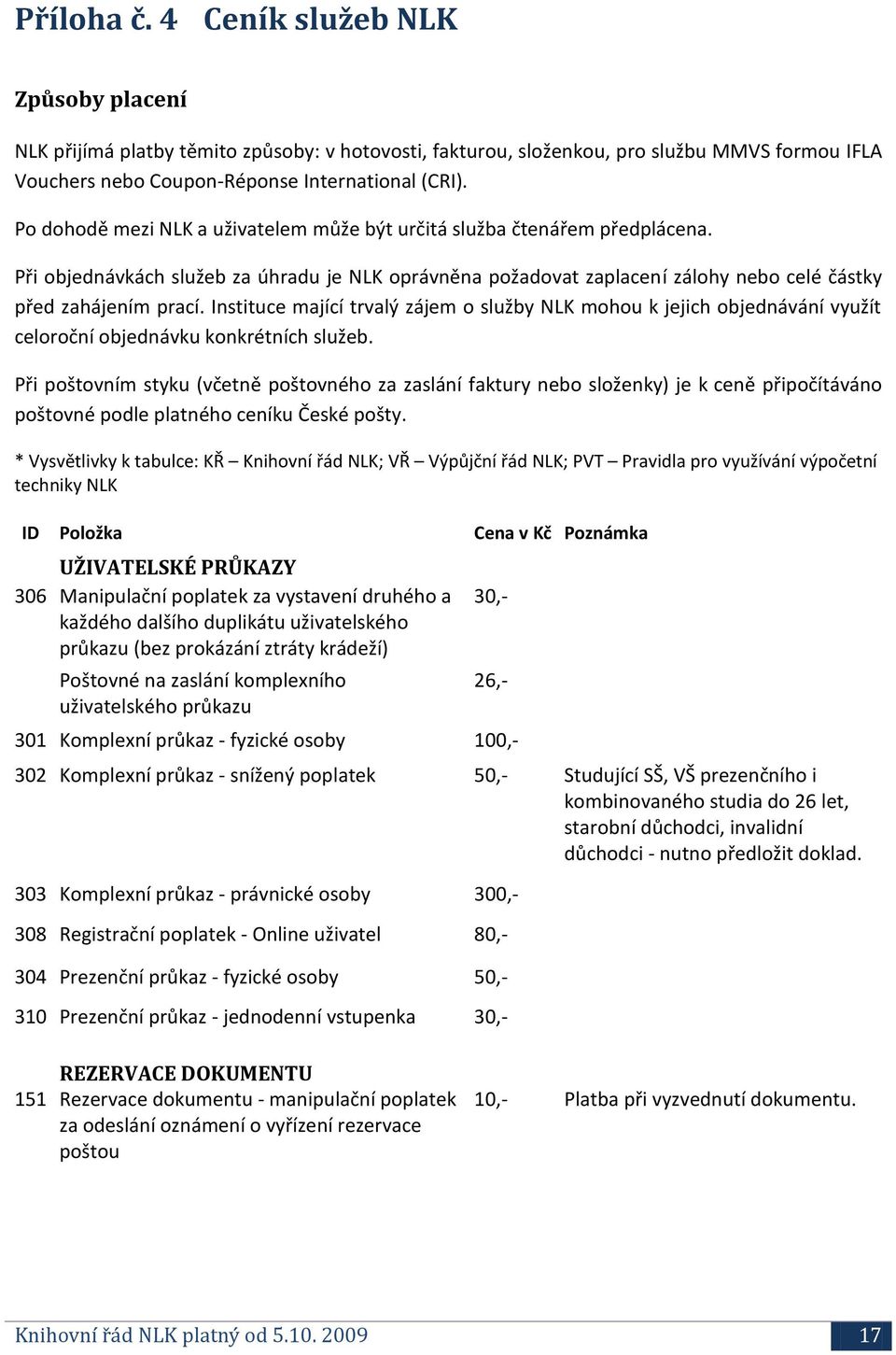 Instituce mající trvalý zájem o služby NLK mohou k jejich objednávání využít celoroční objednávku konkrétních služeb.