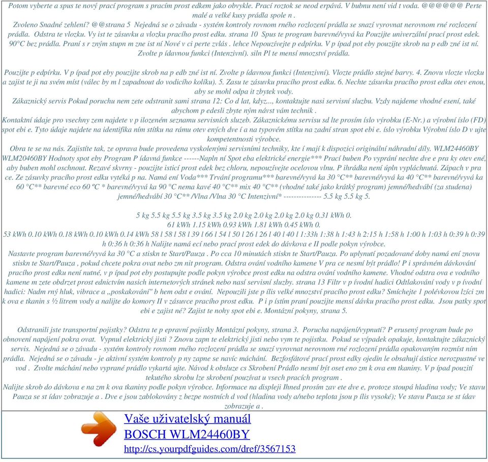 Vy ist te zásuvku a vlozku pracího prost edku. strana 10 Spus te program barevné/vyvá ka Pouzijte univerzální prací prost edek. 90 C bez prádla.