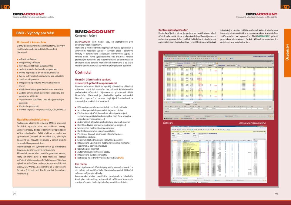 40-ltá zkušnost Intgrovaný softwar Crtifikac ISO-9001 od roku 1996 Jdnotné vdní uživatl programm Přímá nápověda a on-lin dokumntac Mnu individuálně nastavitlné pro uživatl Struktura Explorru Intgrac