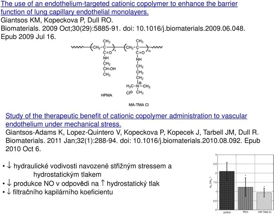 Study of the therapeutic benefit of cationic copolymer administration to vascular endothelium under mechanical stress.