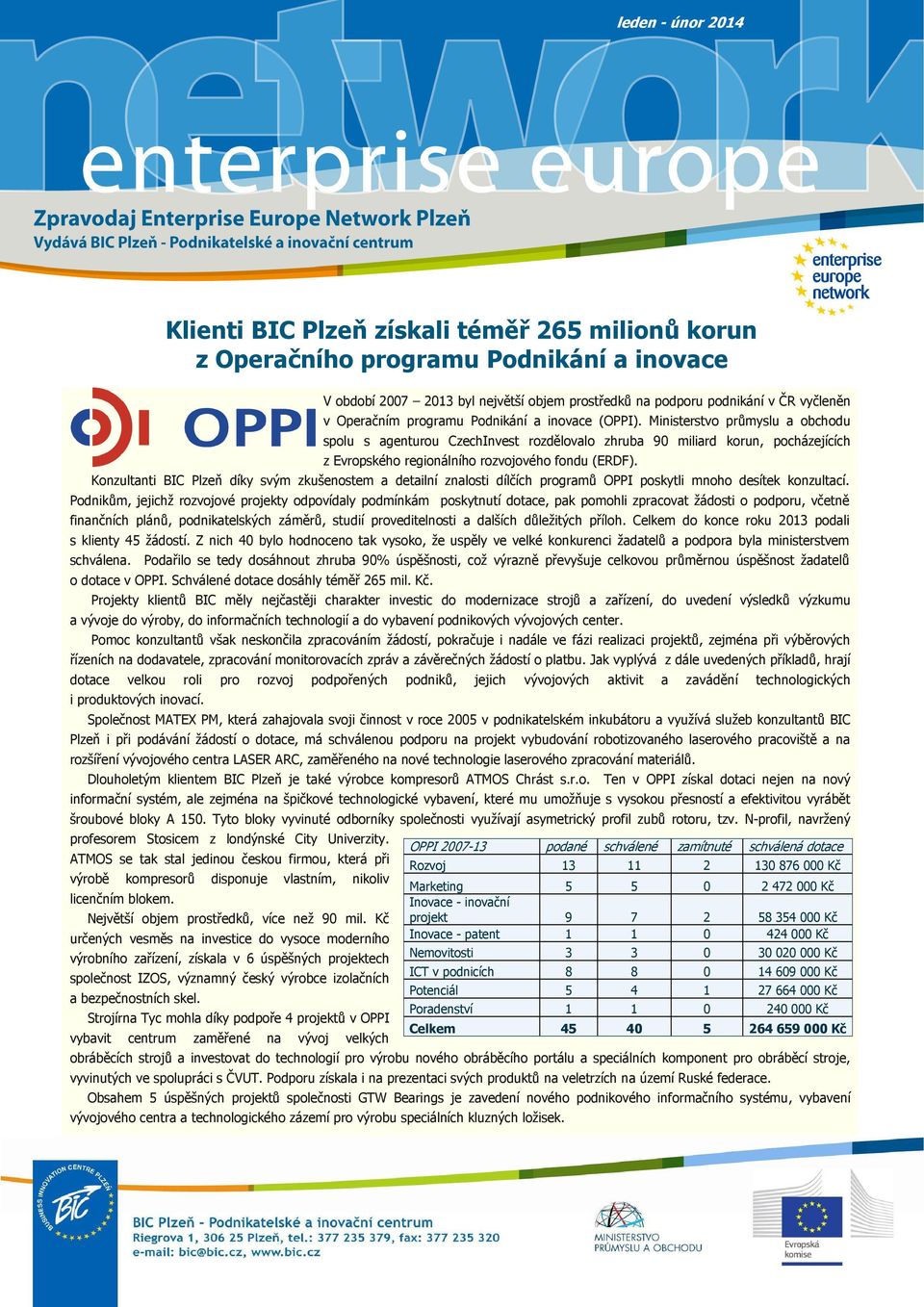 Ministerstvo průmyslu a obchodu spolu s agenturou CzechInvest rozdělovalo zhruba 90 miliard korun, pocházejících z Evropského regionálního rozvojového fondu (ERDF).