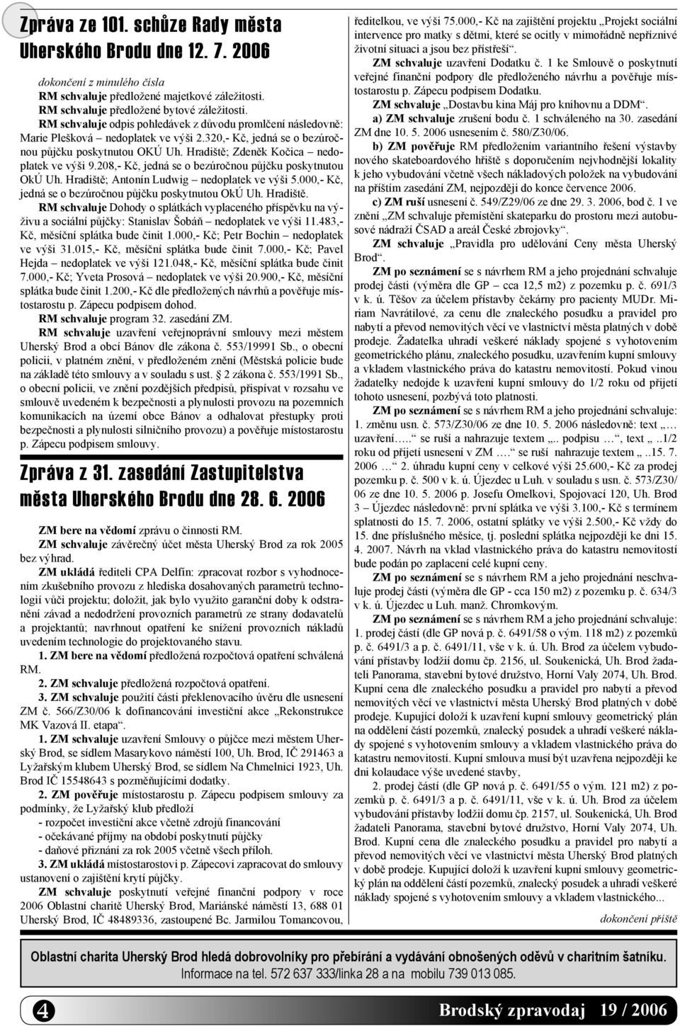 Hradiště; Zdeněk Kočica nedoplatek ve výši 9.208,- Kč, jedná se o bezúročnou půjčku poskytnutou OkÚ Uh. Hradiště; Antonín Ludwig nedoplatek ve výši 5.